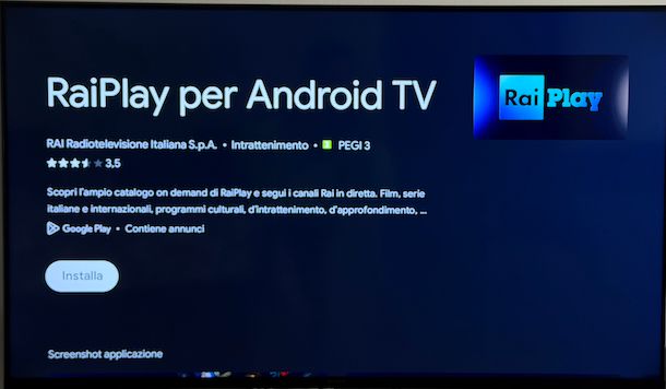 Scaricare app RaiPlay su Smart TV Sony Android