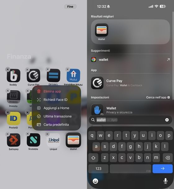 Ripristinare icona app Wallet su iPhone