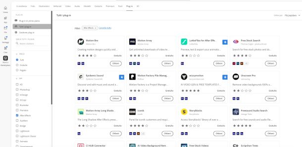 Plugin per after Effects su Creative Cloud