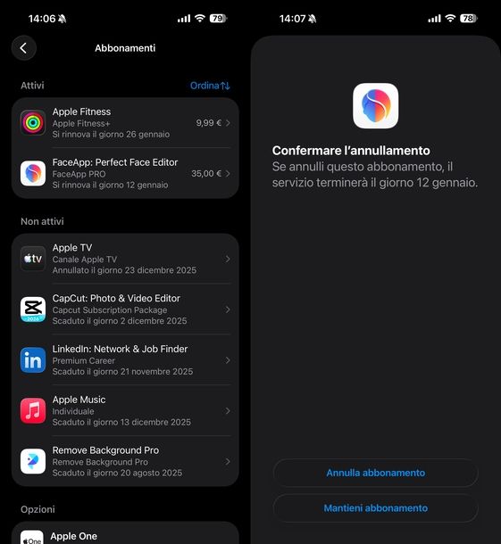 Annullare abbonamento FaceApp iPhone
