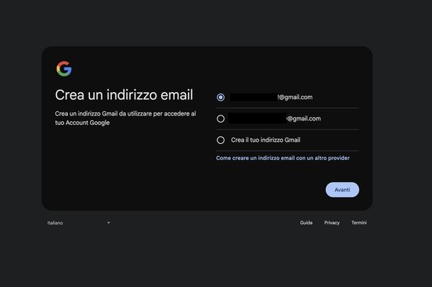 Creare email Gmail PC