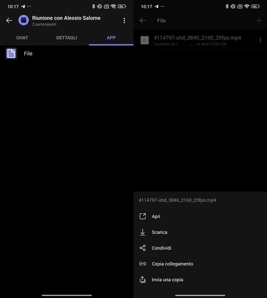 Scaricare video da Microsoft Teams Android