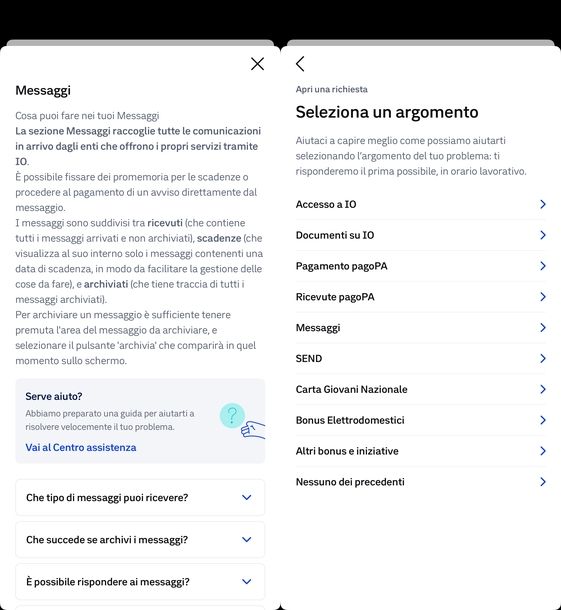 Contattare servizio clienti app IO
