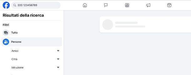 Cercare persona tramite numero di telefono Facebook PC