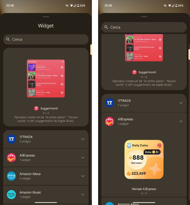 Come organizzare i widget nella Home screen di Android