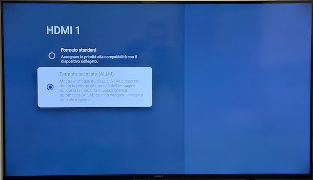 Impostare 4K su TV Sony