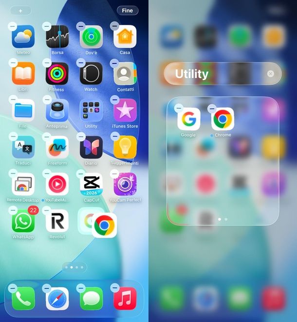 creare cartelle iPhone Home