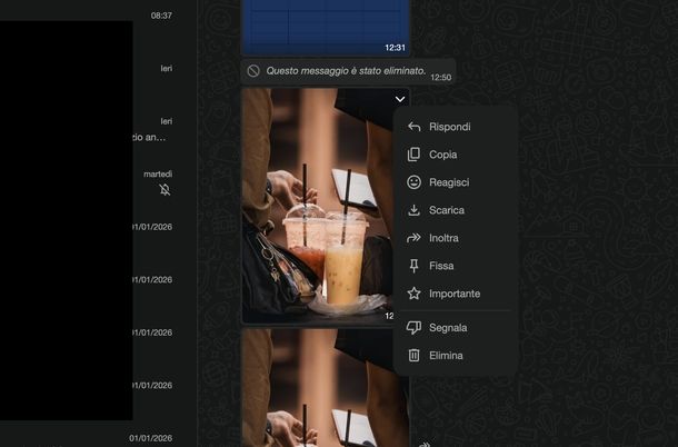 Salvare foto WhatsApp in Galleria Web