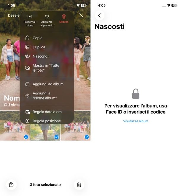 cartelle foto private iPhone