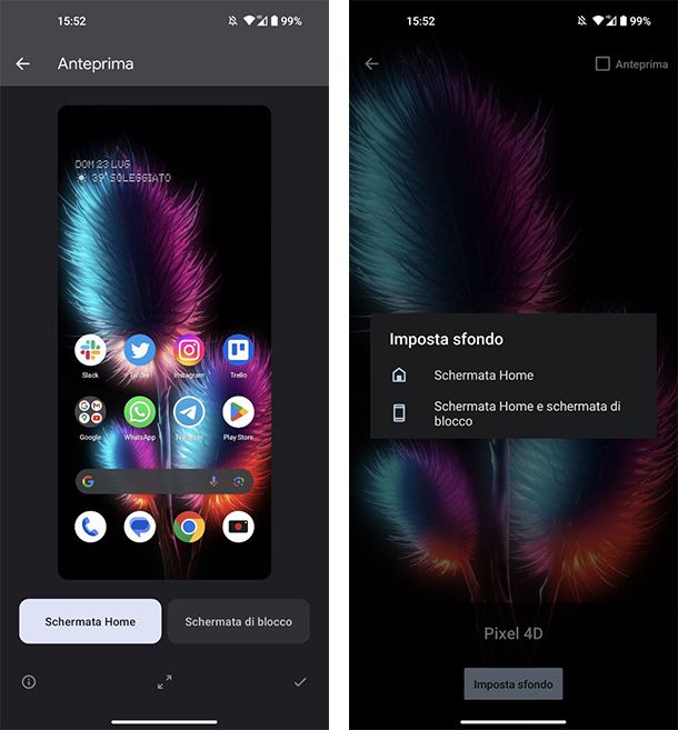 Come personalizzare lo sfondo della Home screen di Android