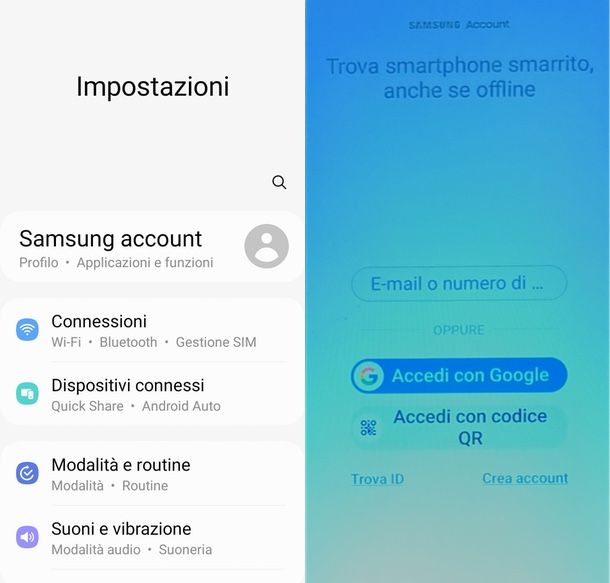 Come creare account Samsung