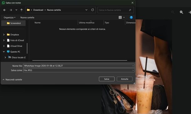 Salvare foto WhatsApp in Galleria Windows