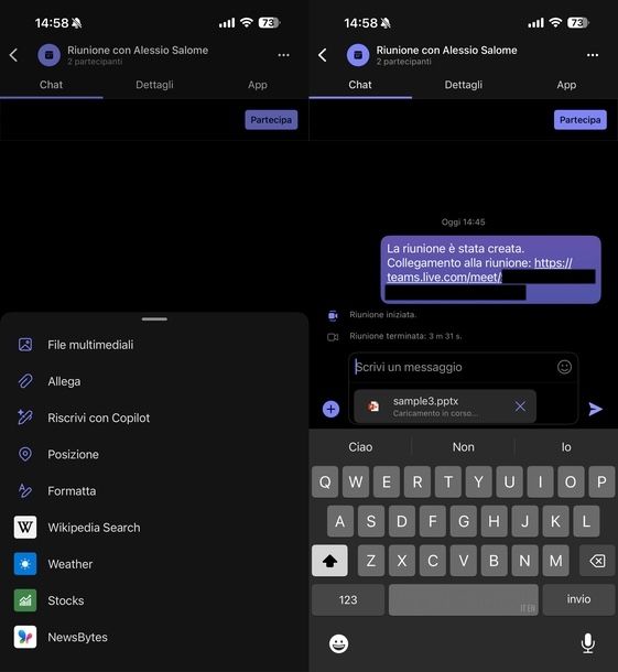 Condividere PowerPoint Teams iOS