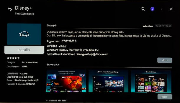 Scaricare app Disney Plus Smart TV LG