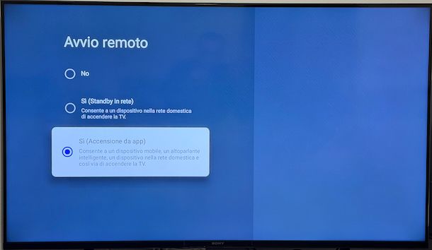 Avvio remoto Smart TV Sony
