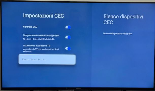 Impostare HDMI su TV Sony