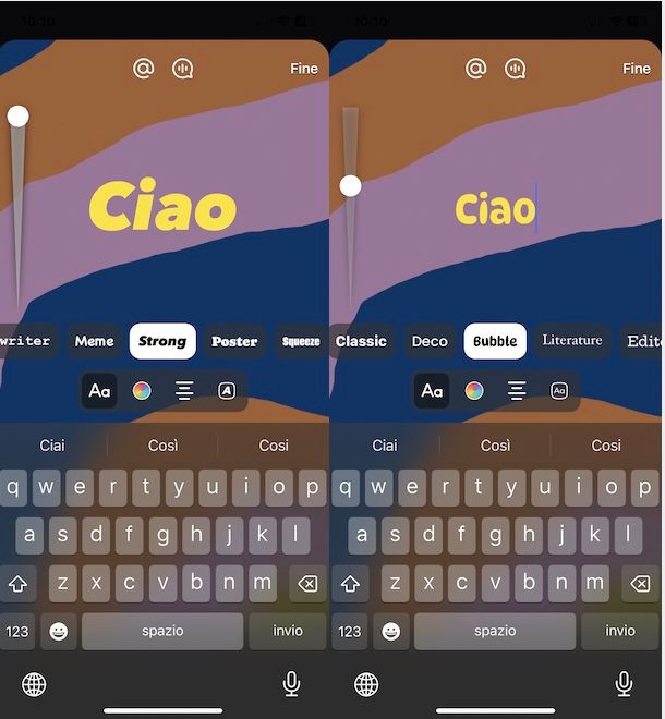 Cambiare carattere su storie Facebook