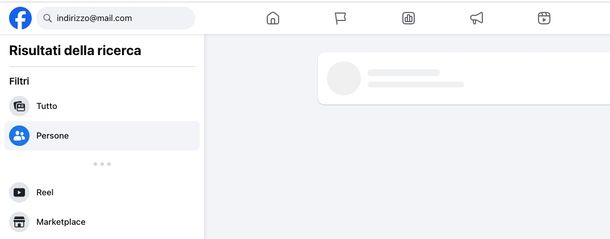 Cercare persona tramite mail Facebook PC