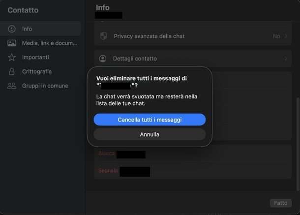 Svuotare chat WhatsApp macOS