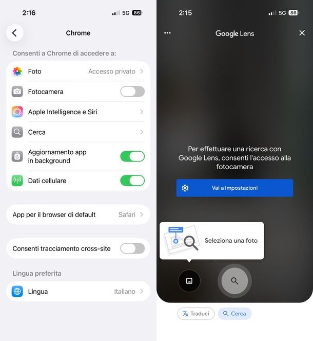 disattivare Lens iPhone