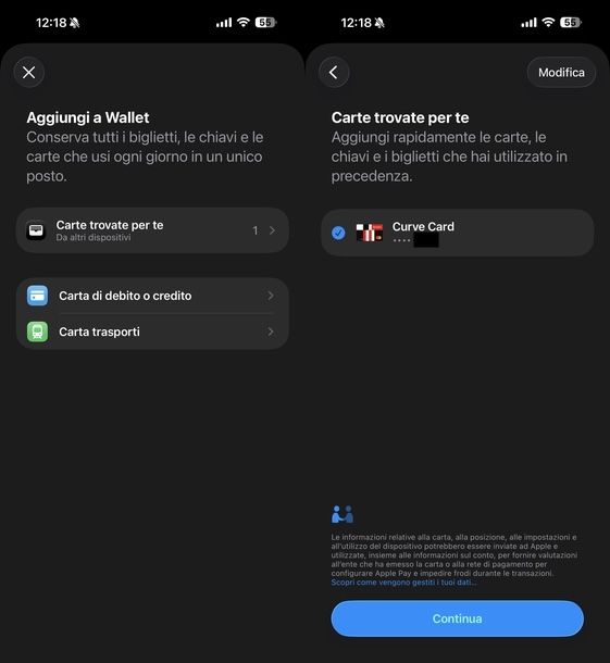 Ripristinare carte biglietti app Wallet iPhone