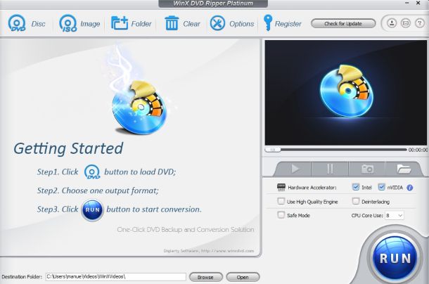 schermata programma WinX DVD Ripper Platinum