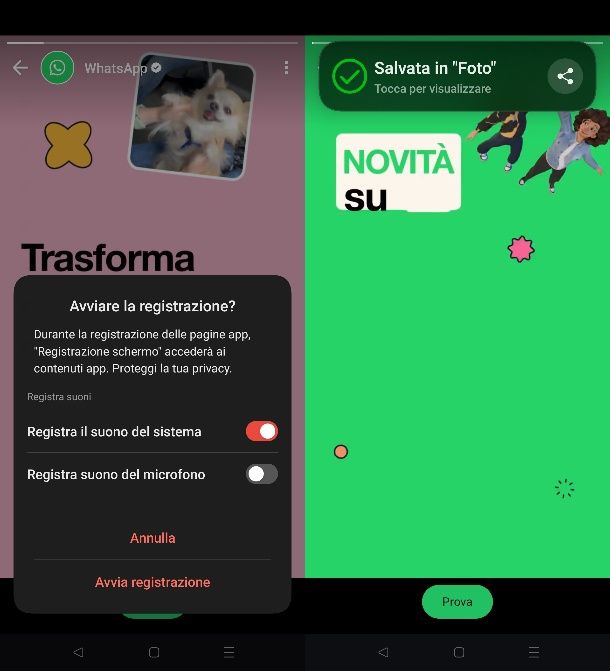 registrazione video android