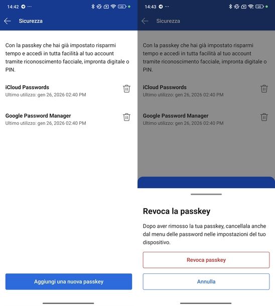 Disattivare passkey Booking Android