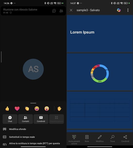 Condividere PowerPoint Teams Android