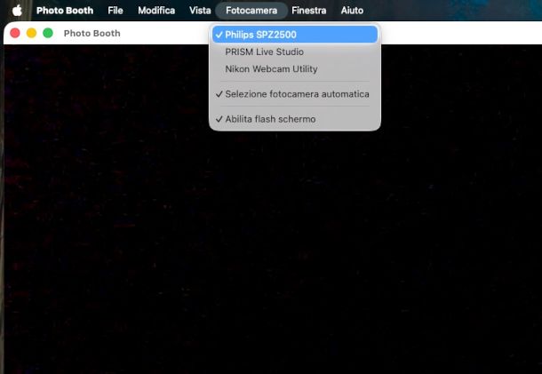 test webcam su app Photo Boot