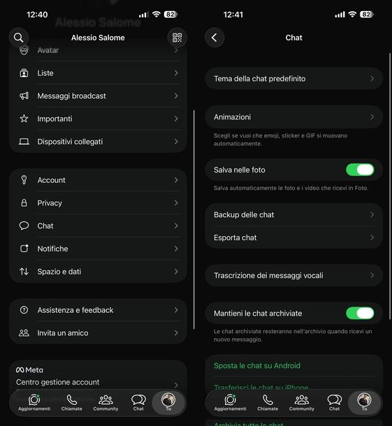 Salvare foto WhatsApp in Galleria iPhone