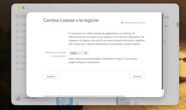 Cambiare App Store su Mac