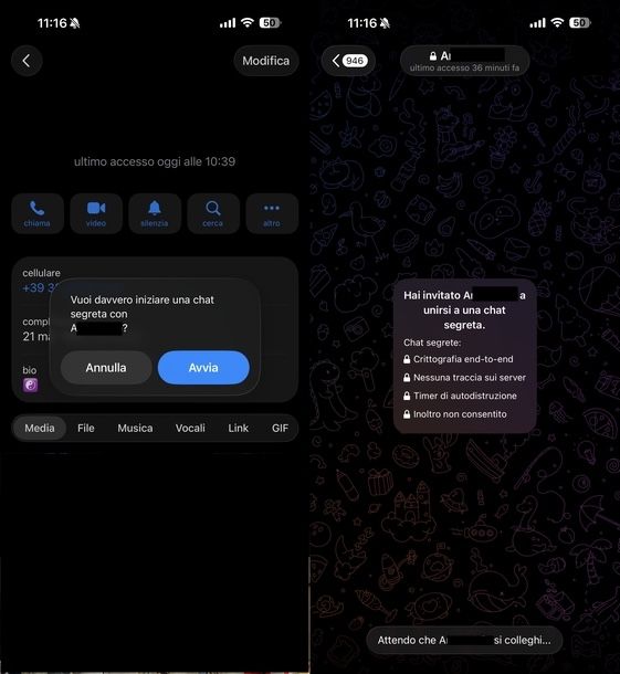 Chattare su Telegram in chat segreta