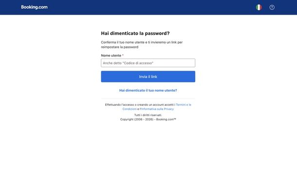 Cambiare password Extranet Booking