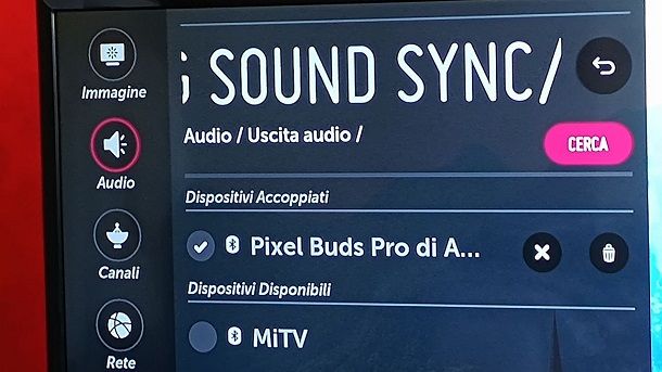 impostazioni audio TV LG
