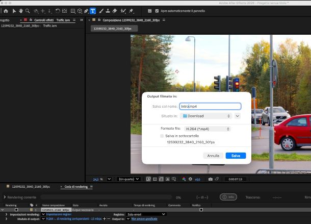 esportazione video su After Effects