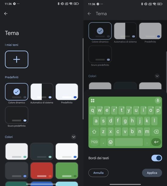 Cambiare colore tastiera Gboard Android