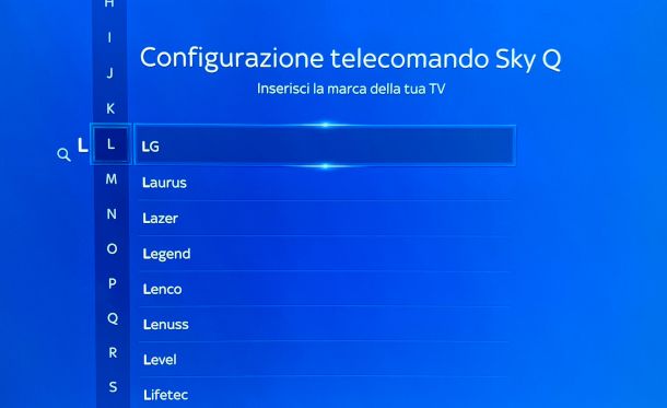 selezione marca televisore