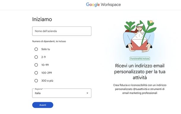Creare email aziendale Gmail