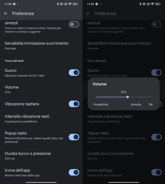 Cambiare suono tastiera Gboard Android