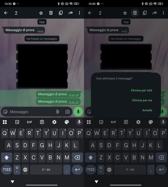 Cancellare messaggi WhatsApp vecchi Android