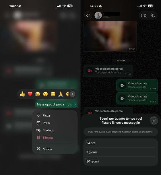 Fissare messaggio su WhatsApp iOS