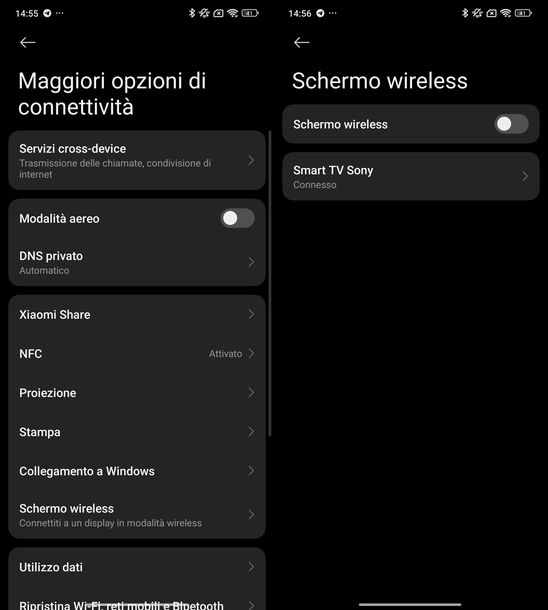 Collegare telefono Android alla TV Sony