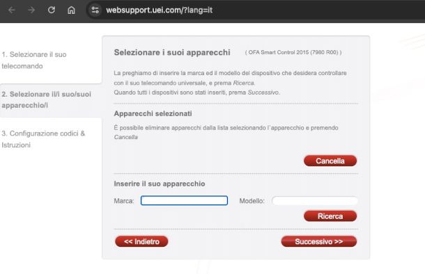 motore di ricerca dei codici su sito One For All