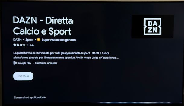 Scaricare app DAZN su Smart TV Sony Android