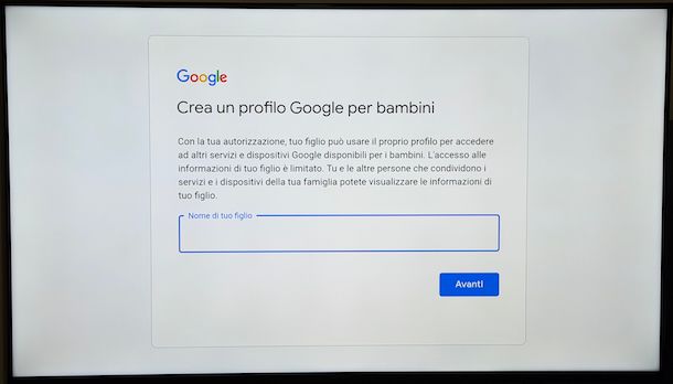 Aggiungere account Google bambini TV Sony
