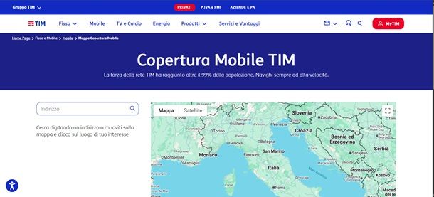 copertura rete mobile tim