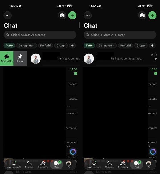 Fissare chat su WhatsApp iOS