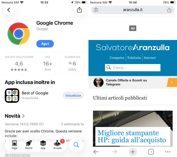 Google Chrome su iOS