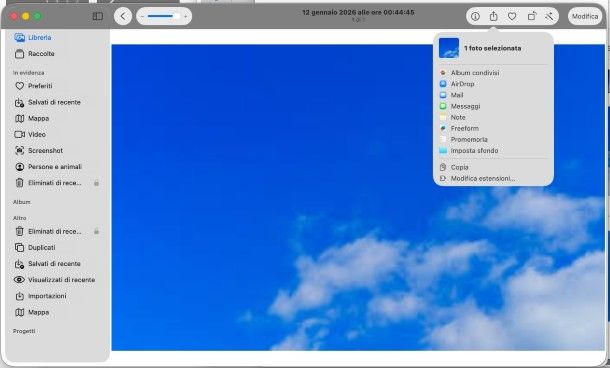 Condivisione foto macOS